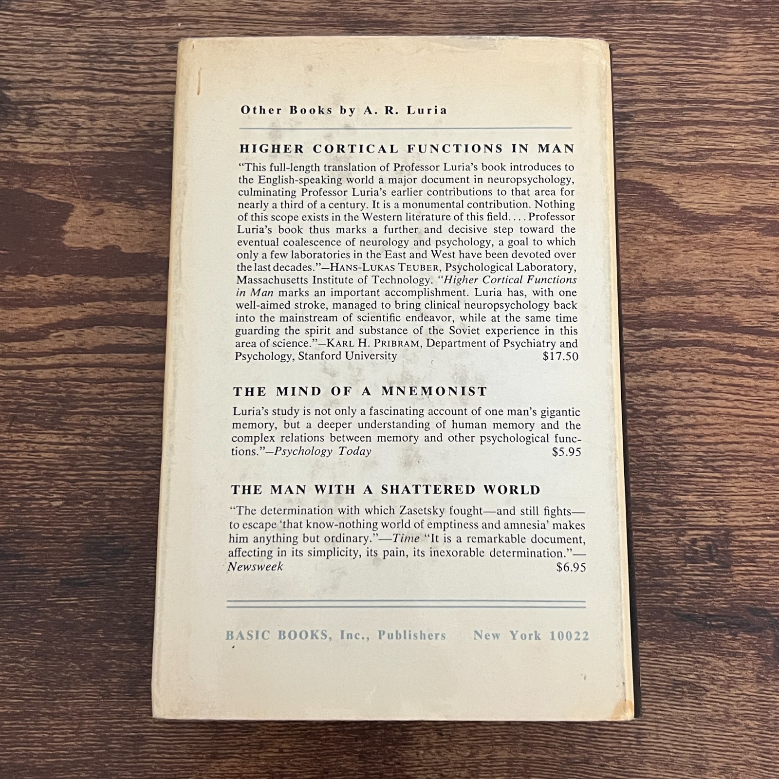 The Working Brain Aleksandr R. Luria 1973 Hardcover HCDJ Neuroscience Psychology