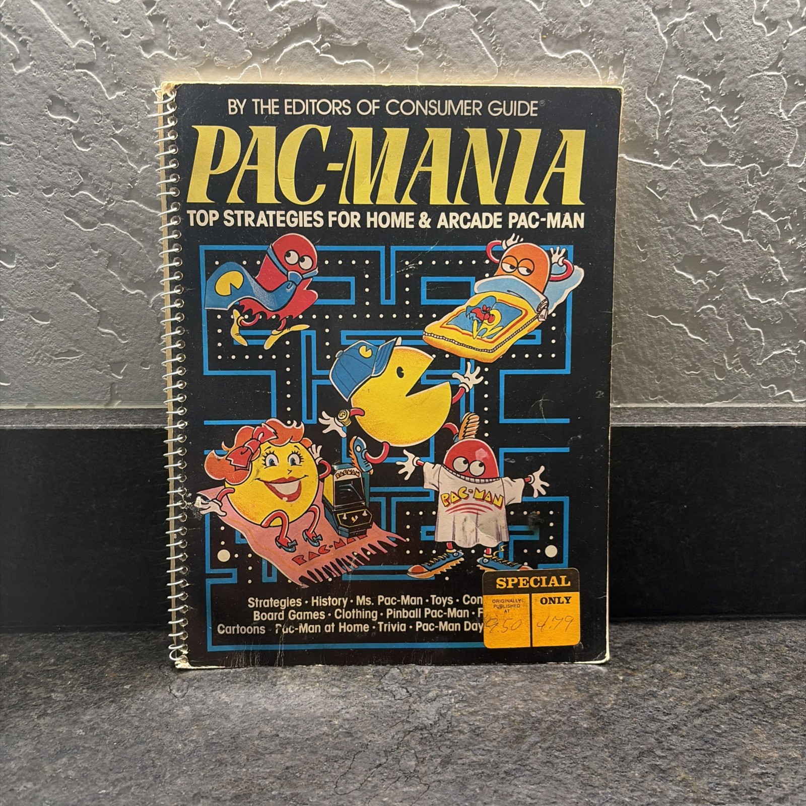Pac-Mania 1982 Consumer Guide Spiral Book Vintage Arcade Pac-Man Strategies