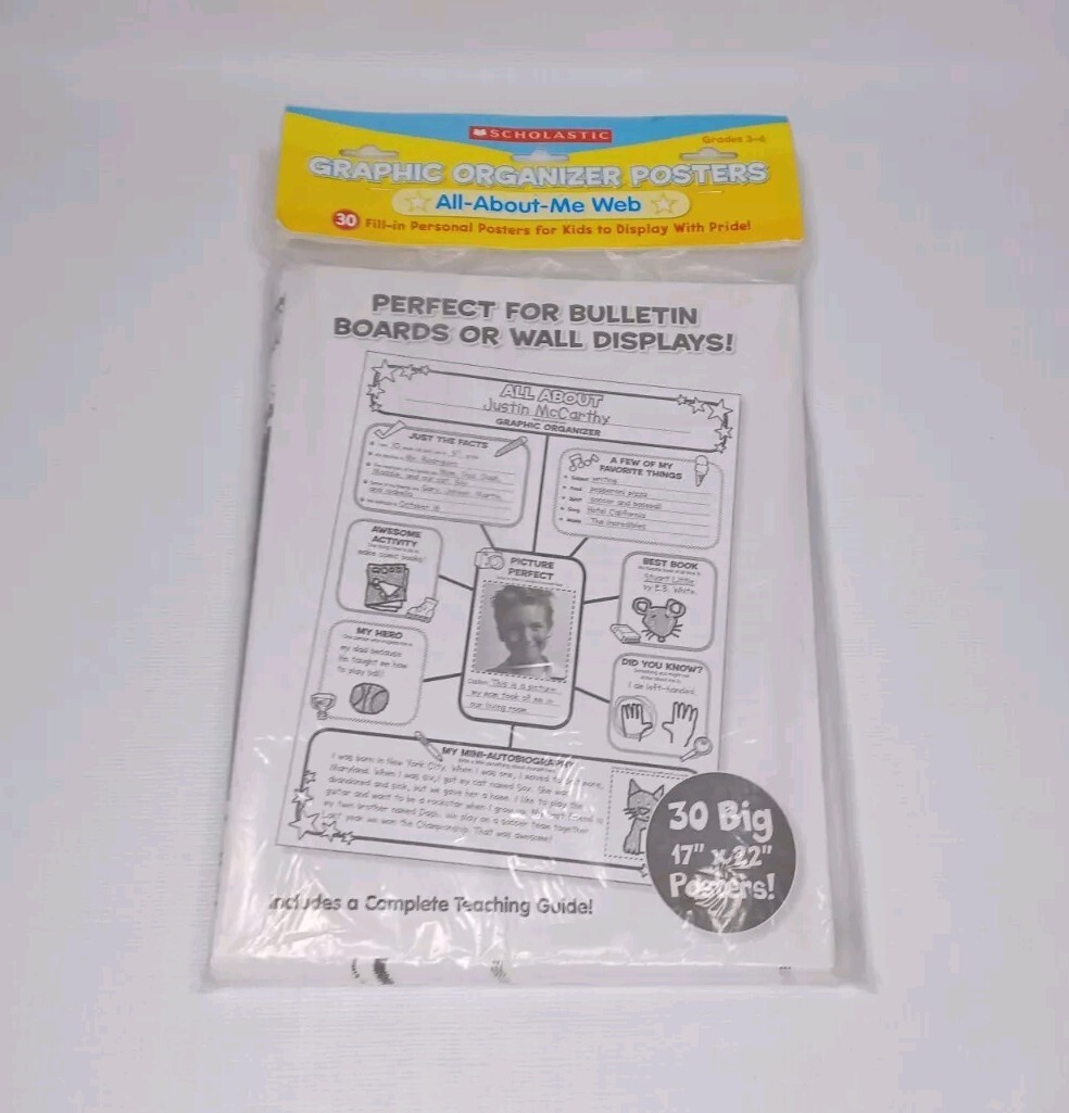 Scholastic Graphic Organizer Posters 30 All about Me Web Teacher Back To School