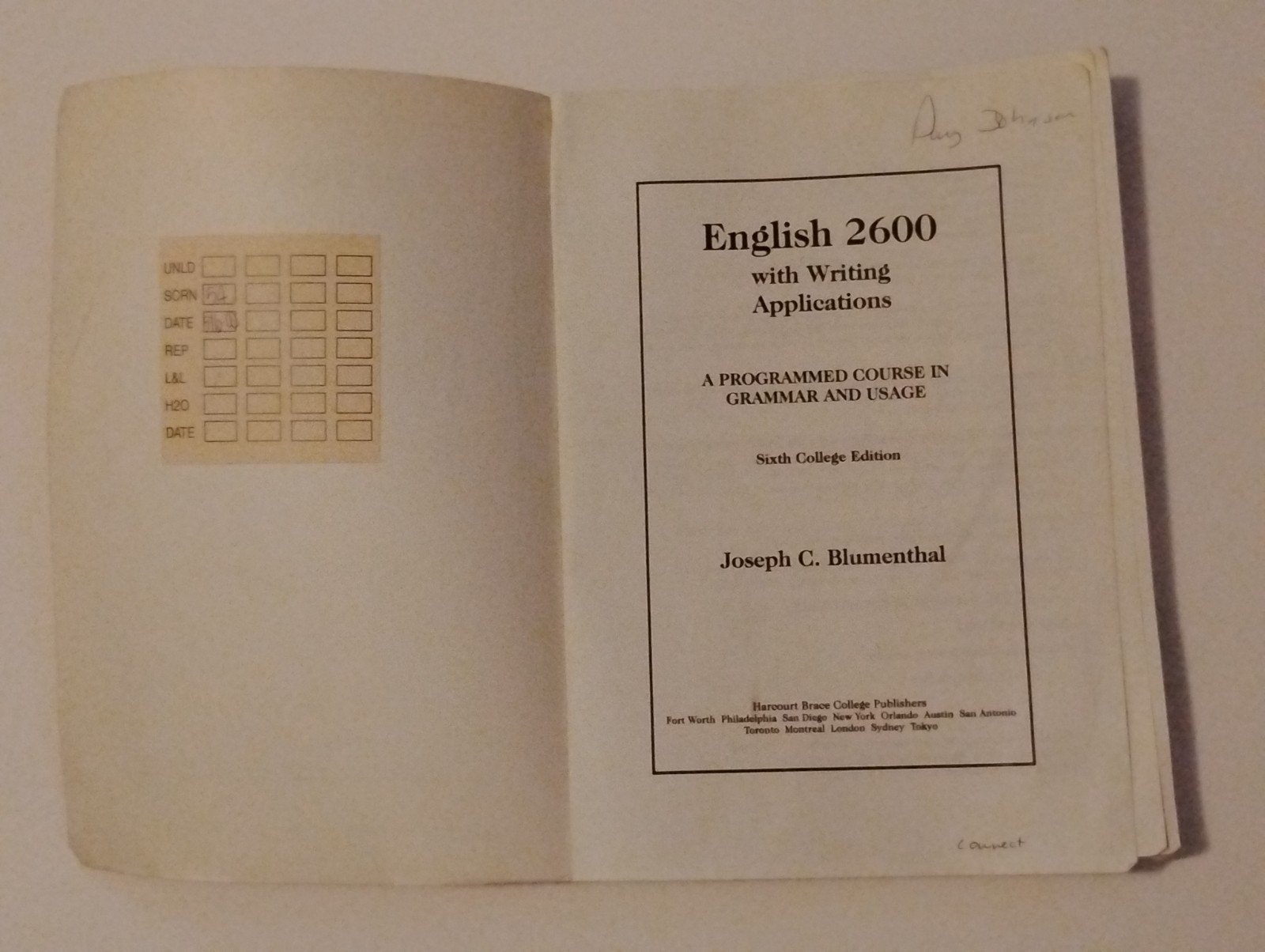 English 2600 With Writing Applications Joseph C Blumenthal 6th College Edition