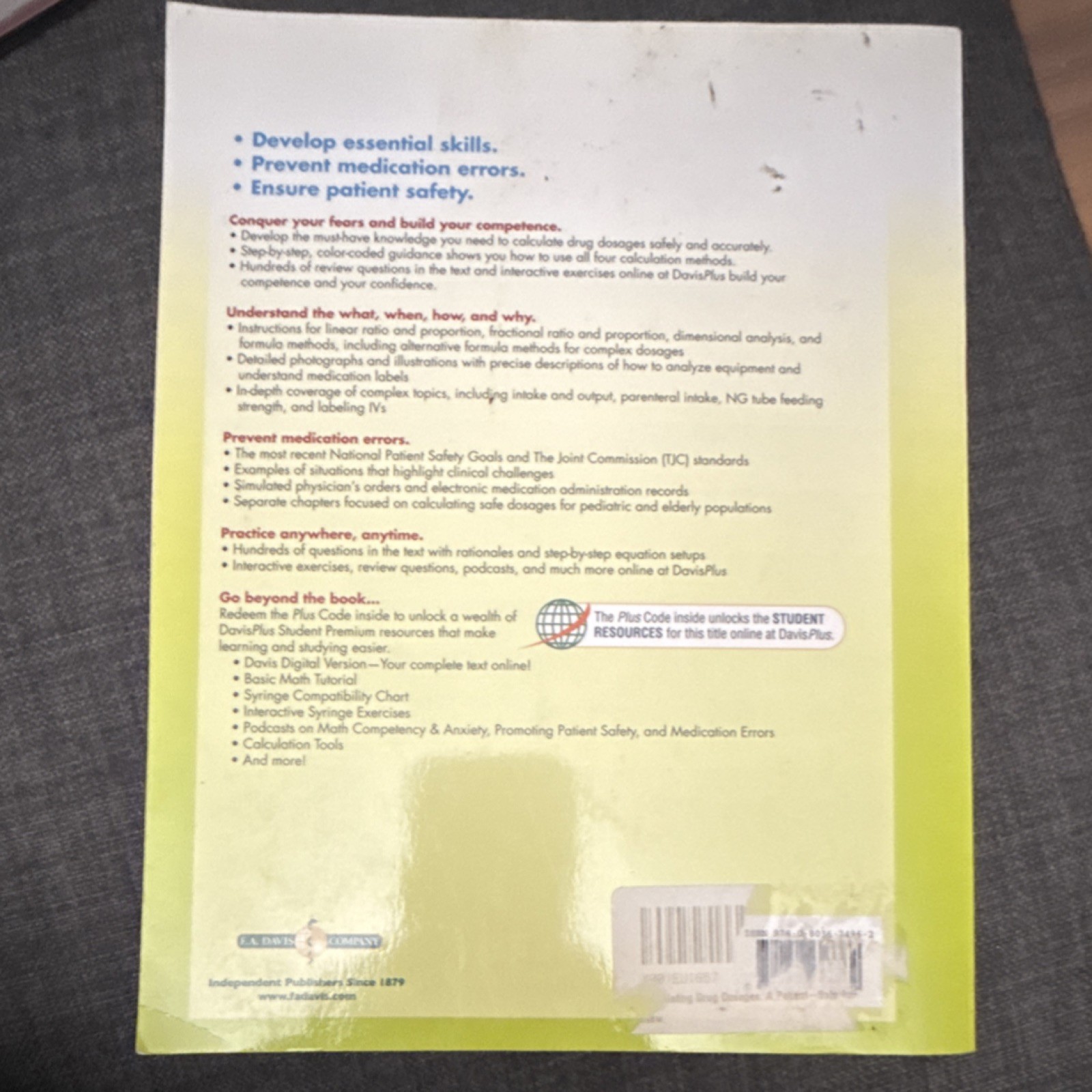 F.A. Davis Calculating Drug Dosages Martinez de Castillo Paperback Plus Code