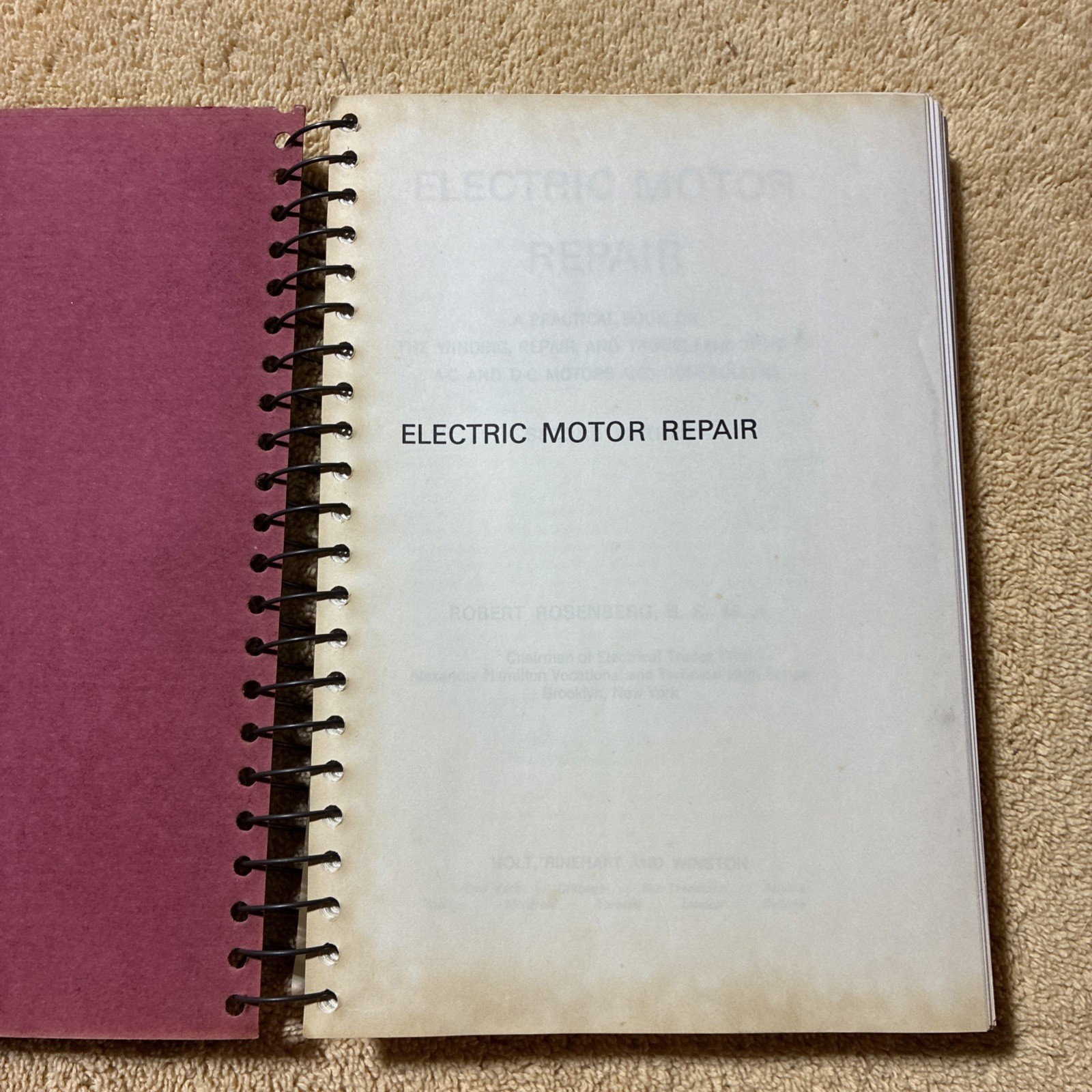 Electric Motor Repair Second Edition by Robert Rosenberg 1970 – Second Edition