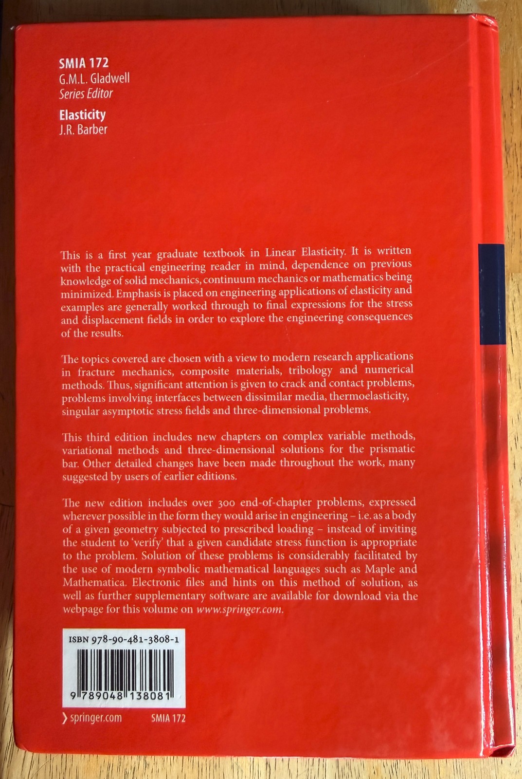 Elasticity – Solid Mechanics and Its Applications, Barber, J. R., HC
