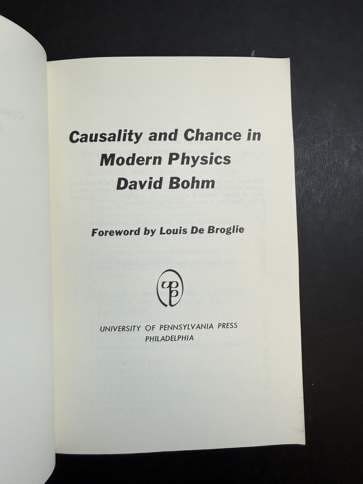 Causality & Chance in Modern Physics David Bohm 1971 Pennsylvania Paperback