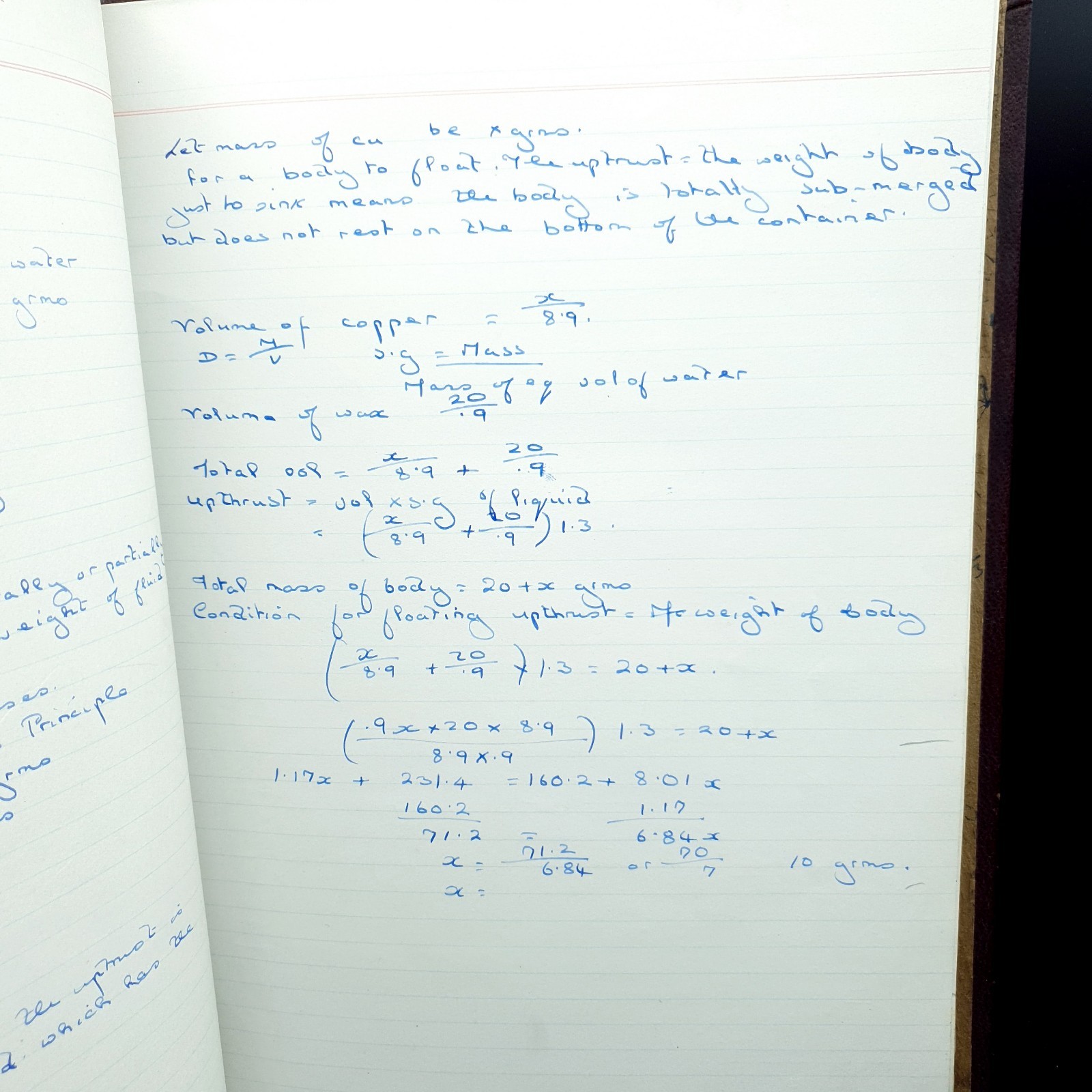 1958 Physics Student Notes College Art & Tech Leather Bound Reusable Book Large