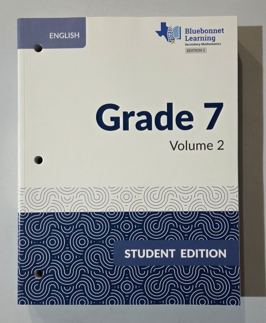 Bluebonnet Learning Secondary Mathematics Ed. 1 Volume 2 Gr 7 Student Ed. PB NEW