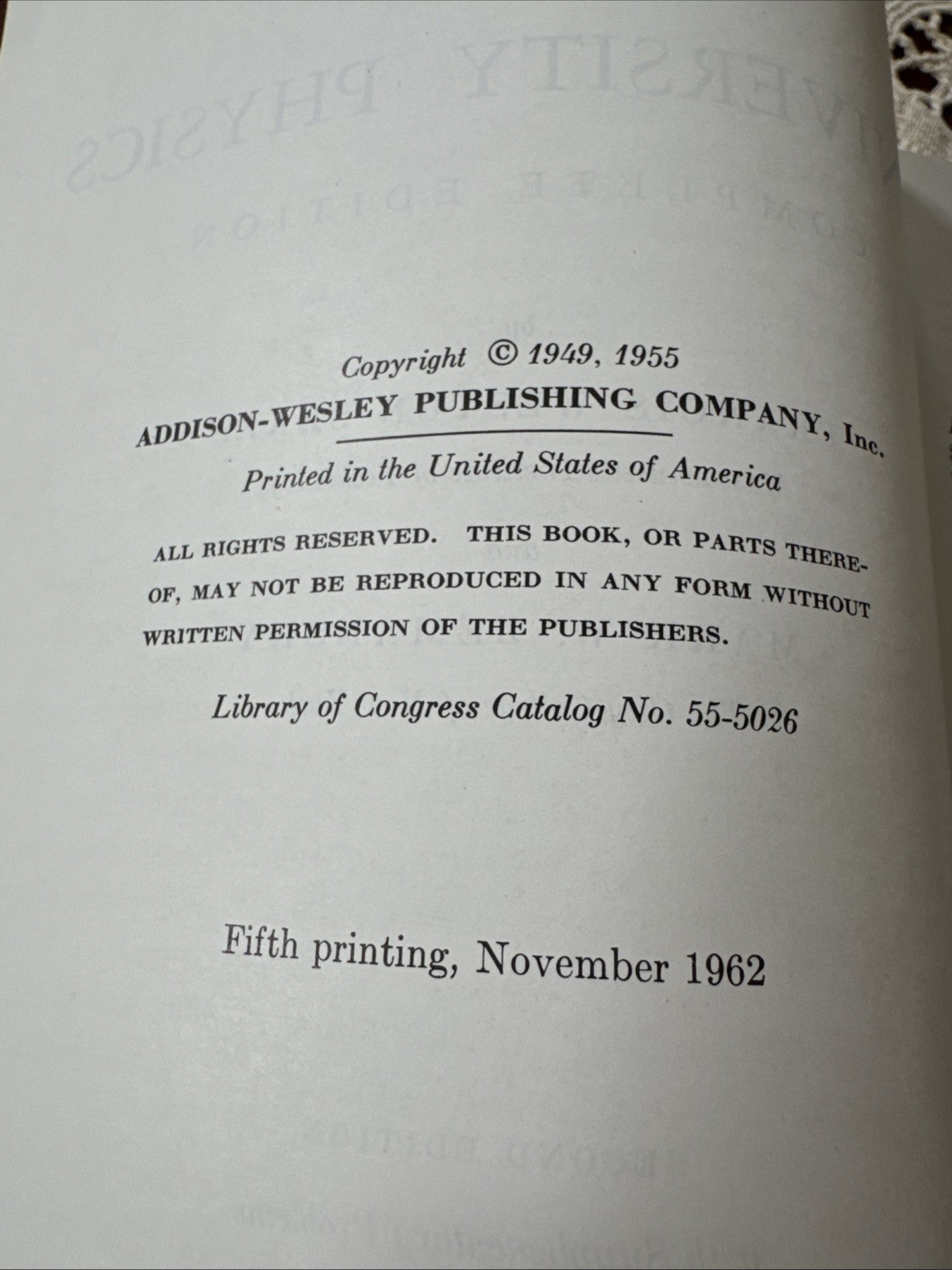 University Physics Book 1957 Electricity Magnetism Sears *2nd Edition* MIT