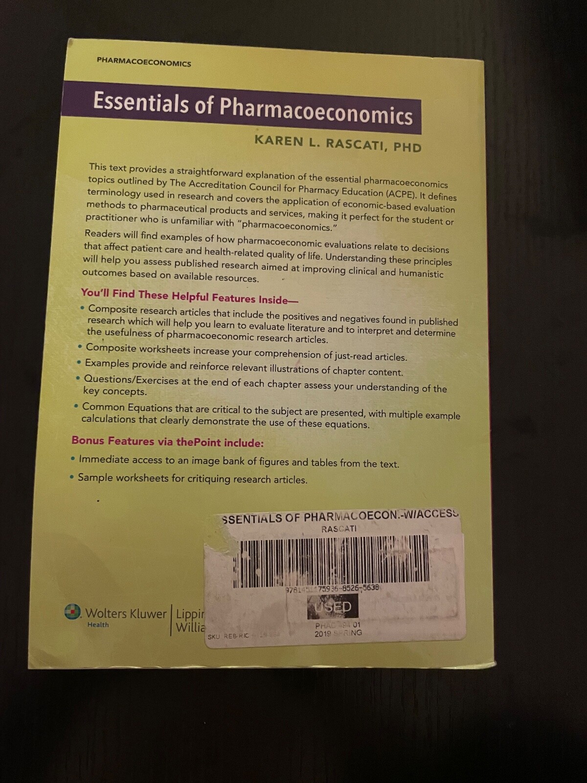 Essentials of Pharmacoeconomics by Karen Rascati (2013,Trade Paperback, Revised)