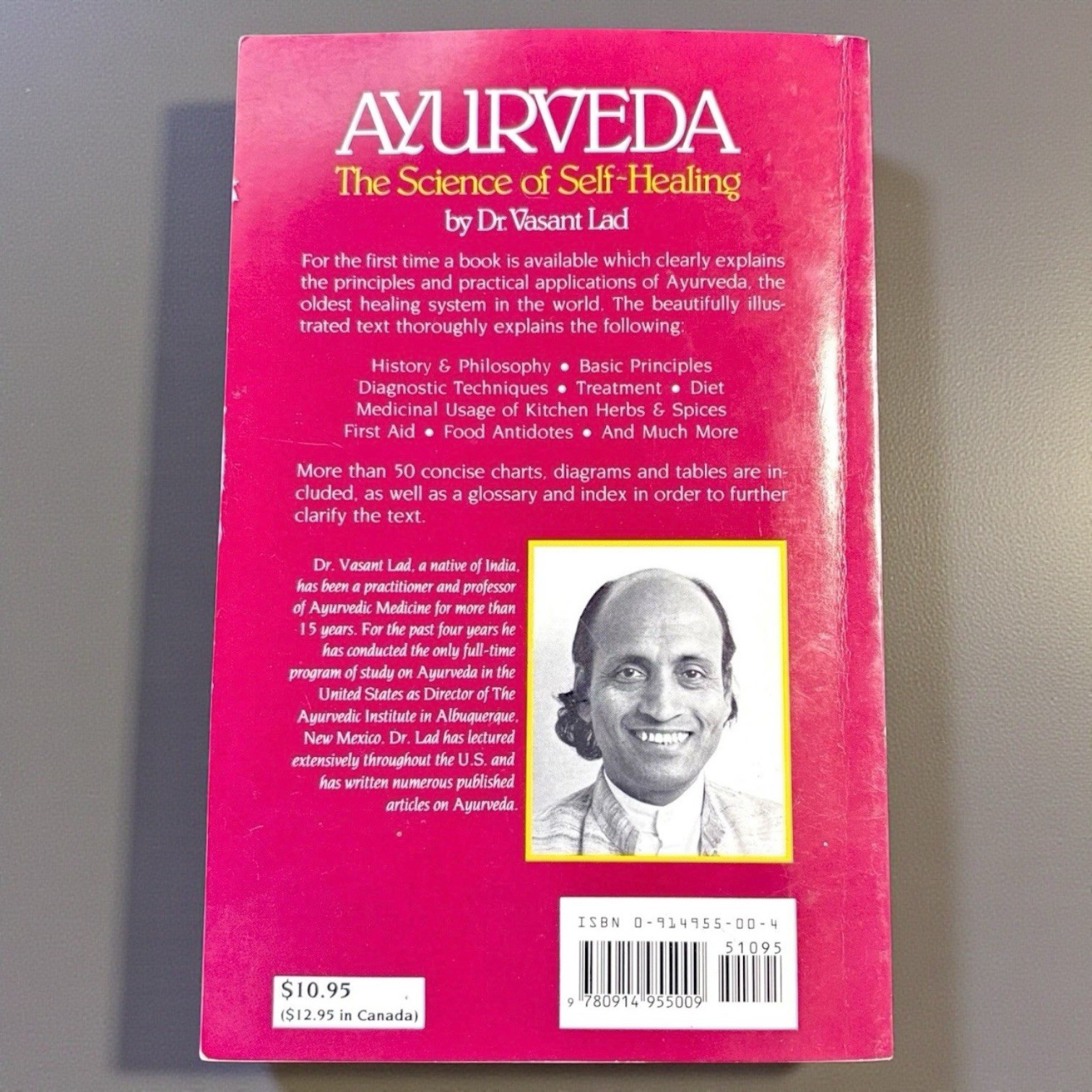 Ayurveda Science of Self Healing Vasant Lad Paperback Practical Guide 1985