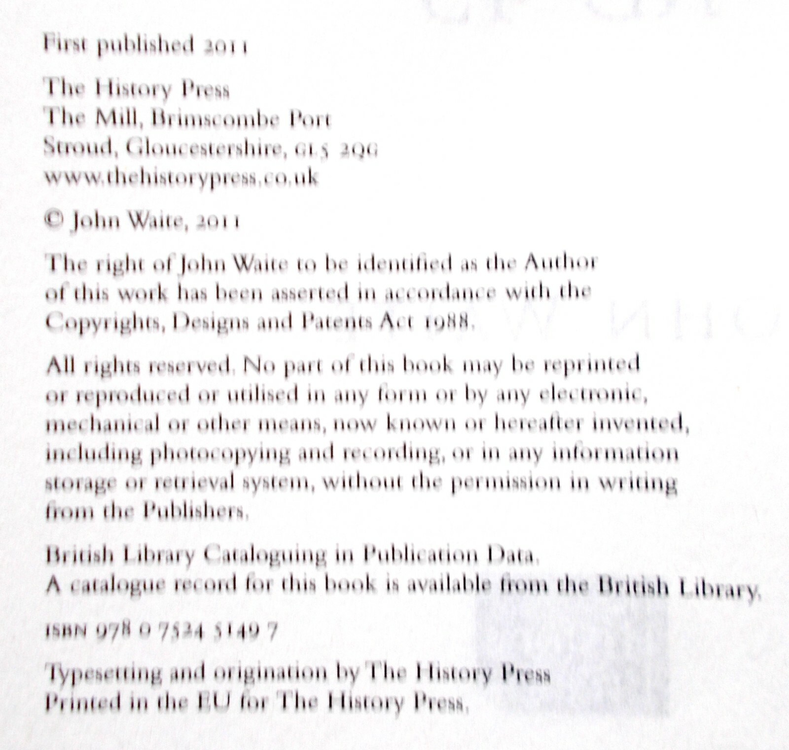 To Rule Britannia. John Waite. Paperback. Free Postage.