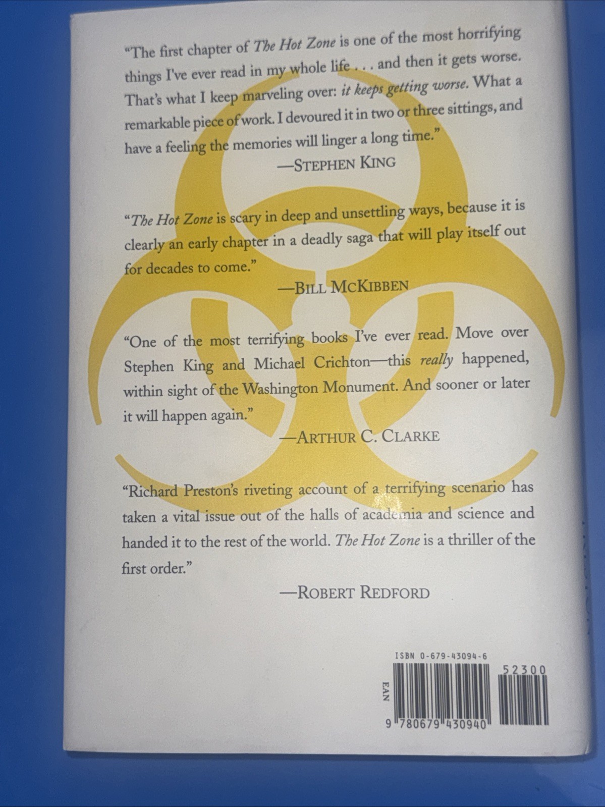 The Hot Zone Richard Preston 1st Edition 1st Print HC/DJ BOOK 1994 NEW UNREAD