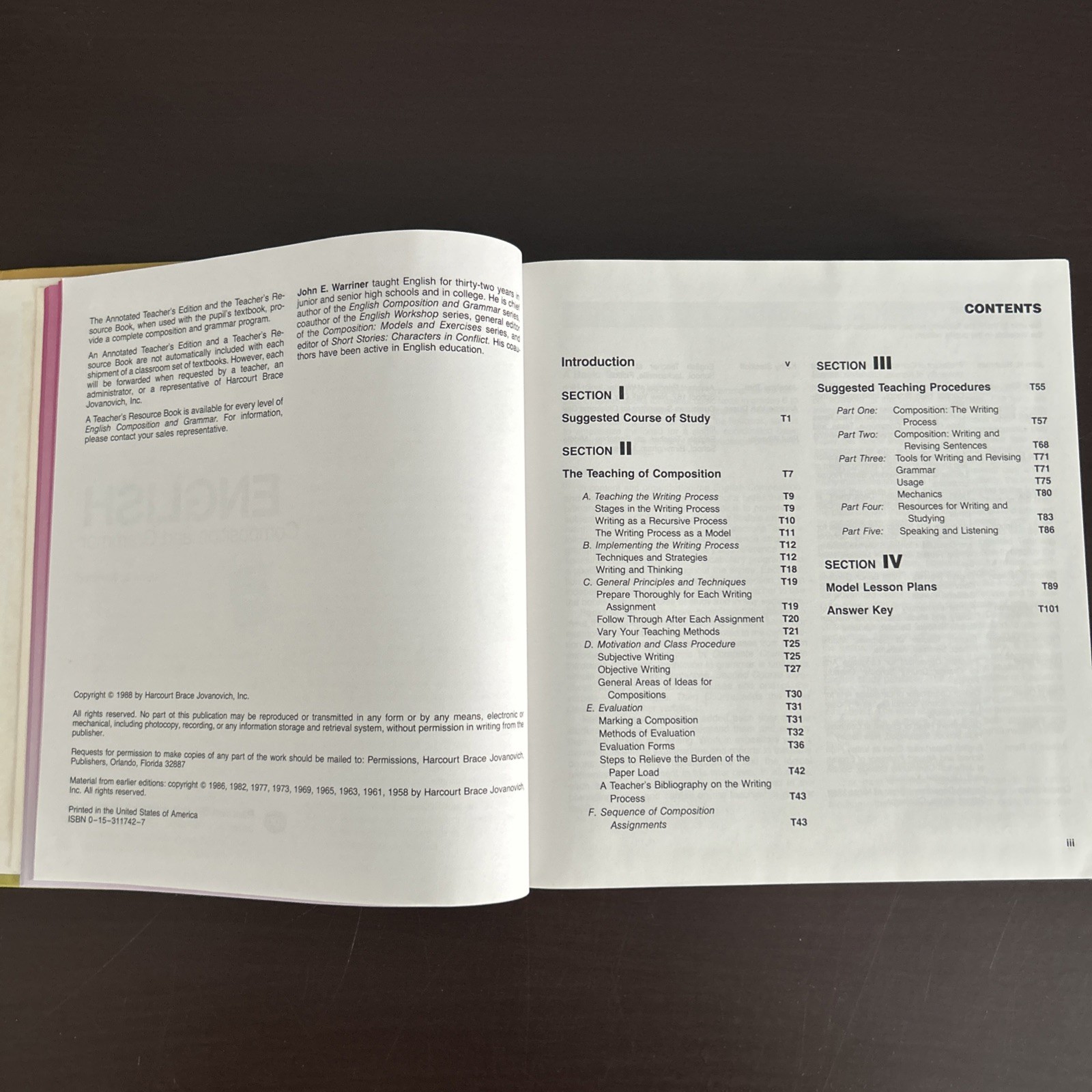 ENGLISH COMPOSITION & GRAMMAR: GRADE 11 ANNOTATED AIE By John E. Warriner