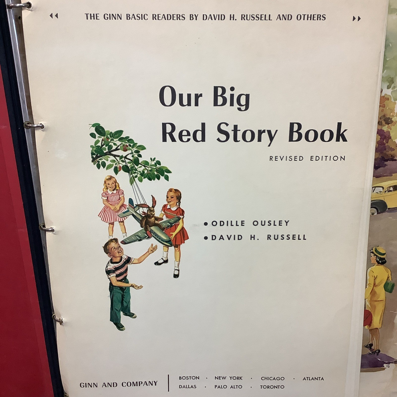 Ginn 1957 Our Big Red Story Book Huge Reader 18″x25″Teacher Classroom Display