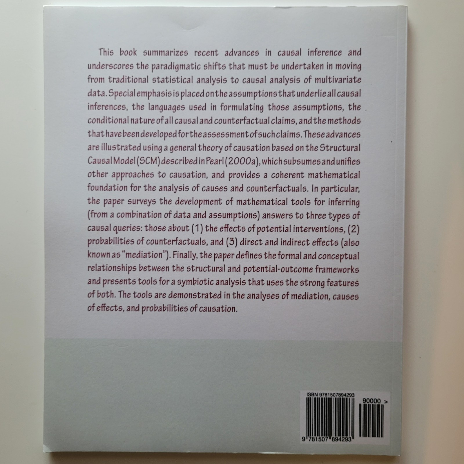 An Introduction to Causal Inference Judea Pearl Paperback 2015