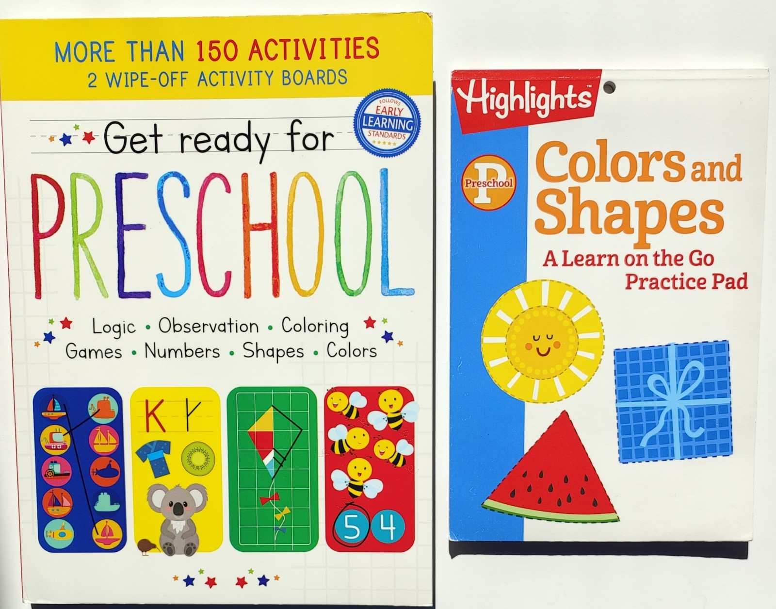 Highlights Colors and Shapes, and Get Ready for Preschool Activity Books Set NEW