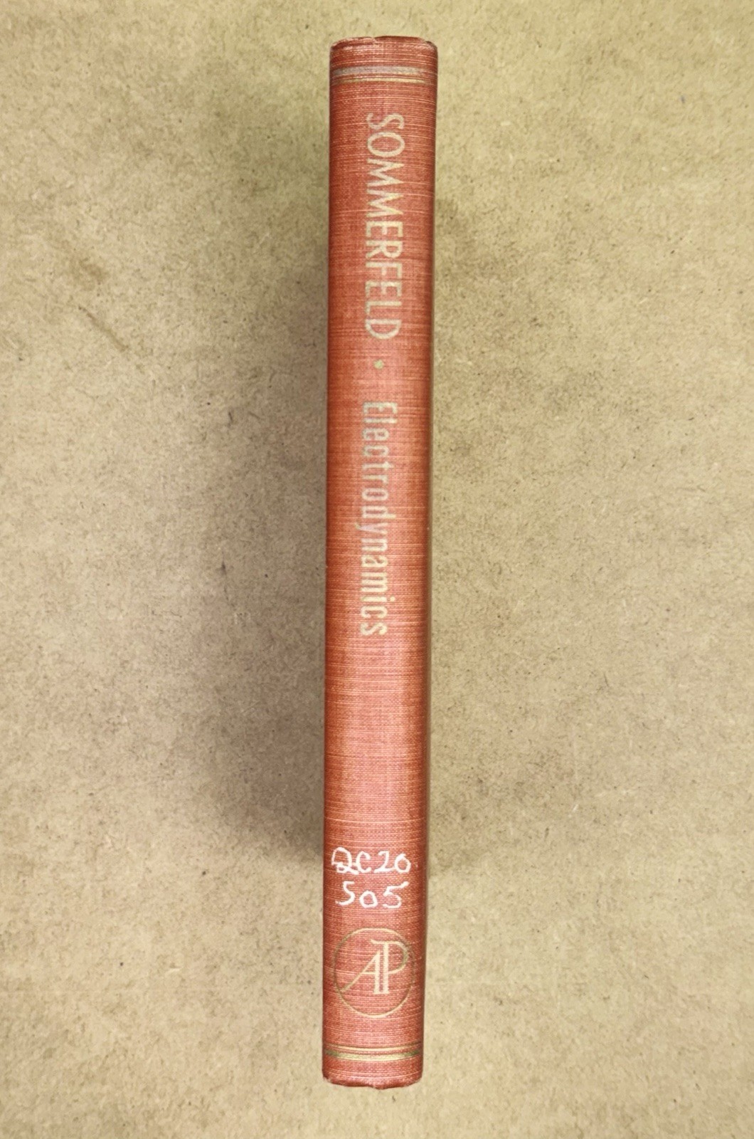 VTG 1952 Electrodynamics 1st Edition by Sommerfeld Academic Press HCVG (Ex-Lib)
