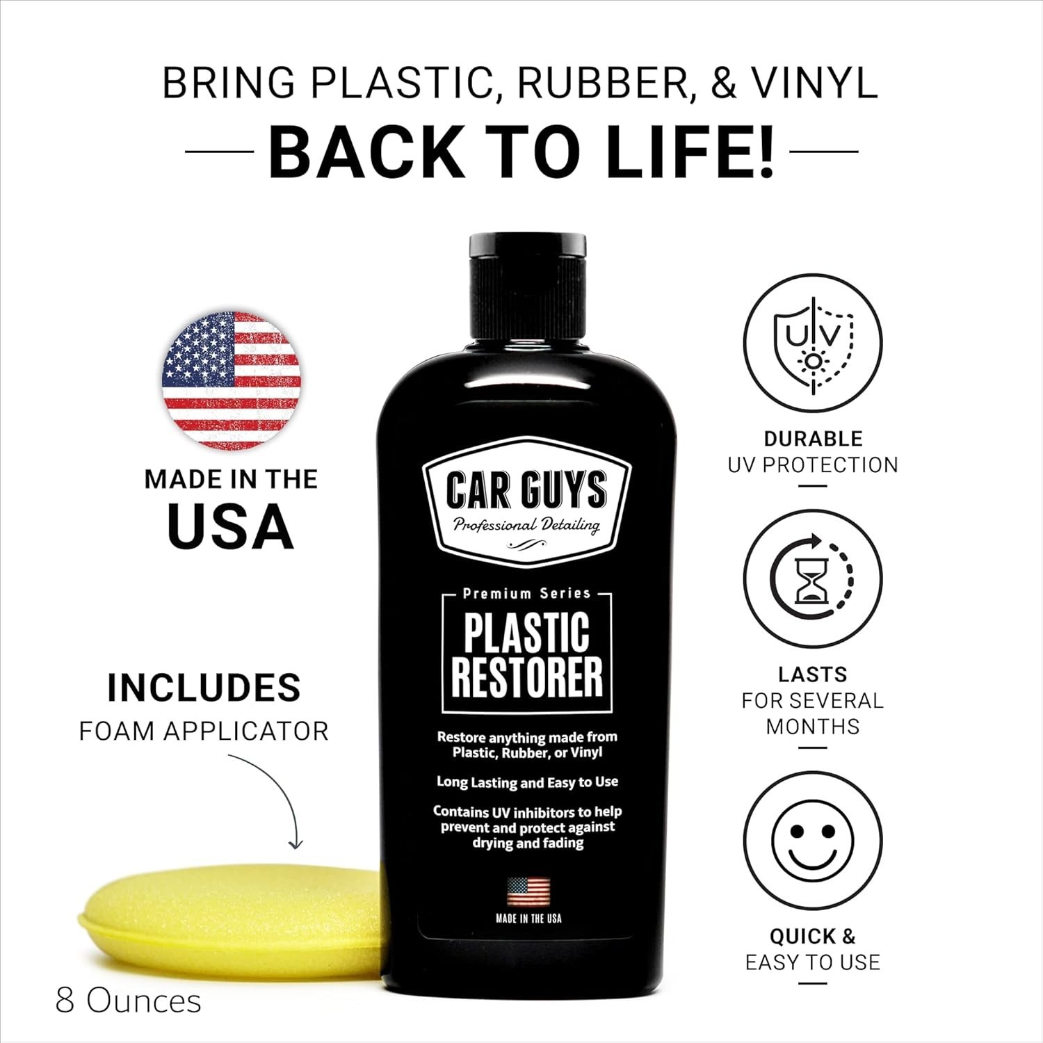 User-Friendly Plastic and Trim Restorer | 8 Oz | No Oily Mess, Guaranteed!