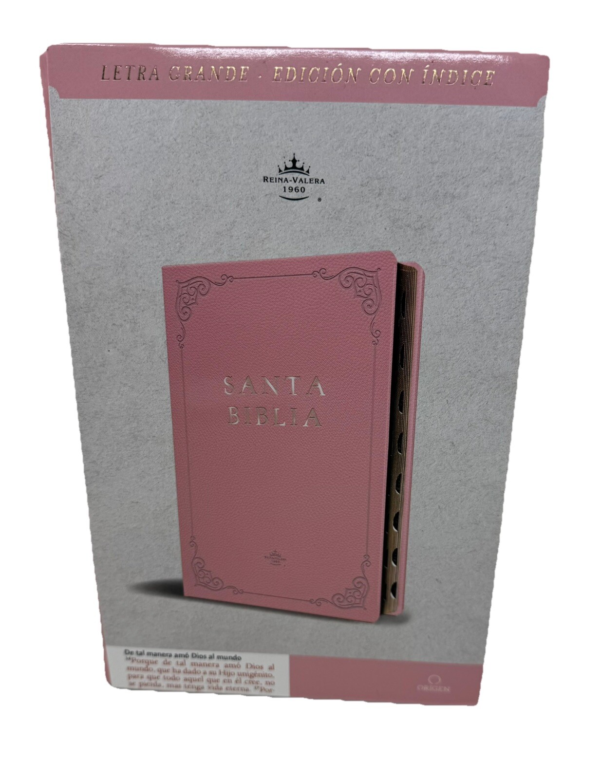 Biblia RVR 1960 letra grande tamao manual, ultradfina Piel rosada con ndice