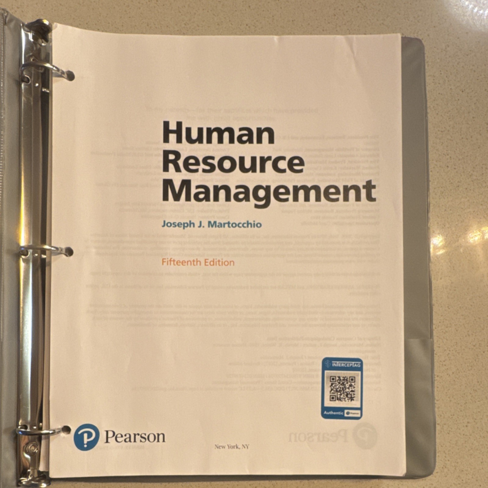 Pearson Human Resource Management 15th Ed Looseleaf Textbook