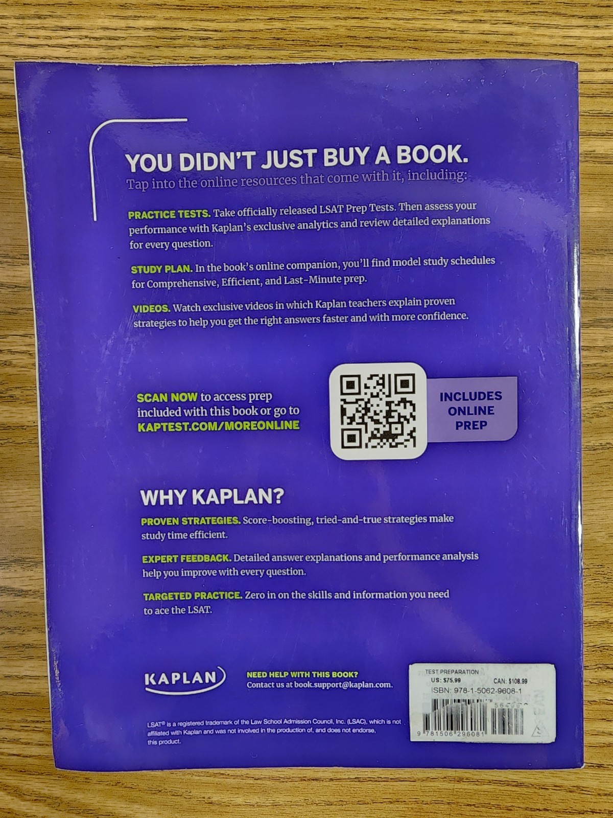 LSAT Exam Prep Book Kaplan by Test Prep Insight Paperback “CLEAN No MARKS”