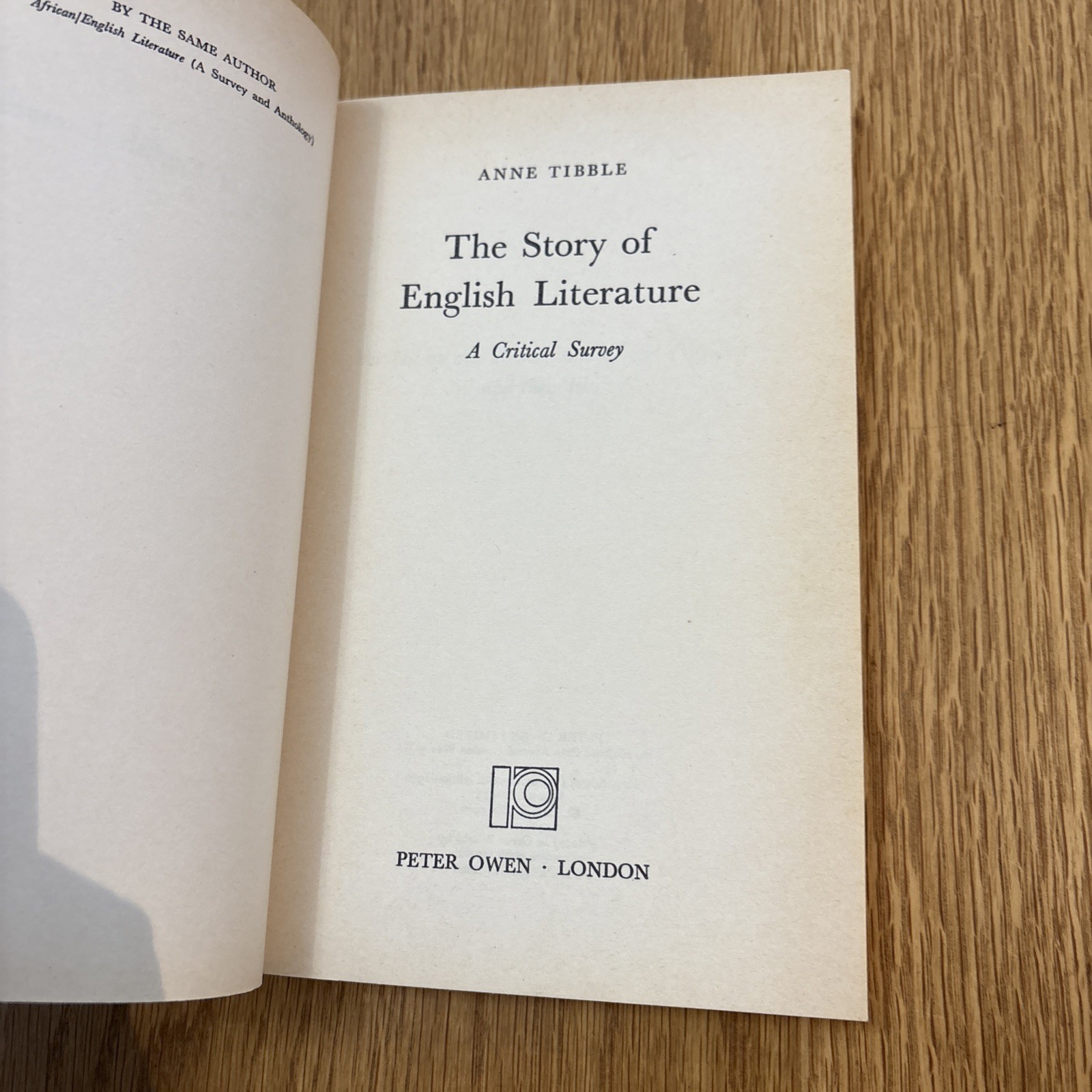 The Story of English Literature: A Critical Survey Anne Tibble 1974 vintage PB