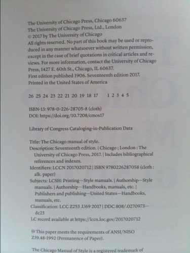 The Chicago Manual of Style, 17th Edition (1st THUS)