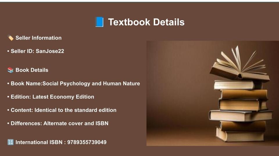 NEW: Social Psychology and Human Nature by Brad J. Bushman 5th ed-9789355739049