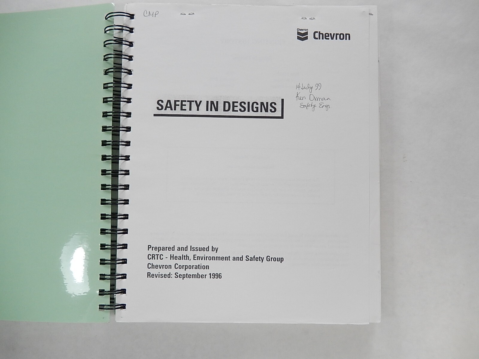 Chevron, Safety in Designs, 1996, Workplace Safety Manual, Ringbound