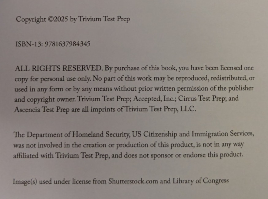 NEW US Citizen Naturalization Trivium Test Prep Study Guide Book 2025 Edition