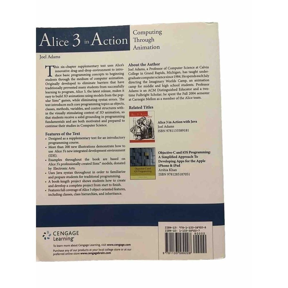 Alice 3 in Action: Computing Through Animation by Joel Adams: Cengage College