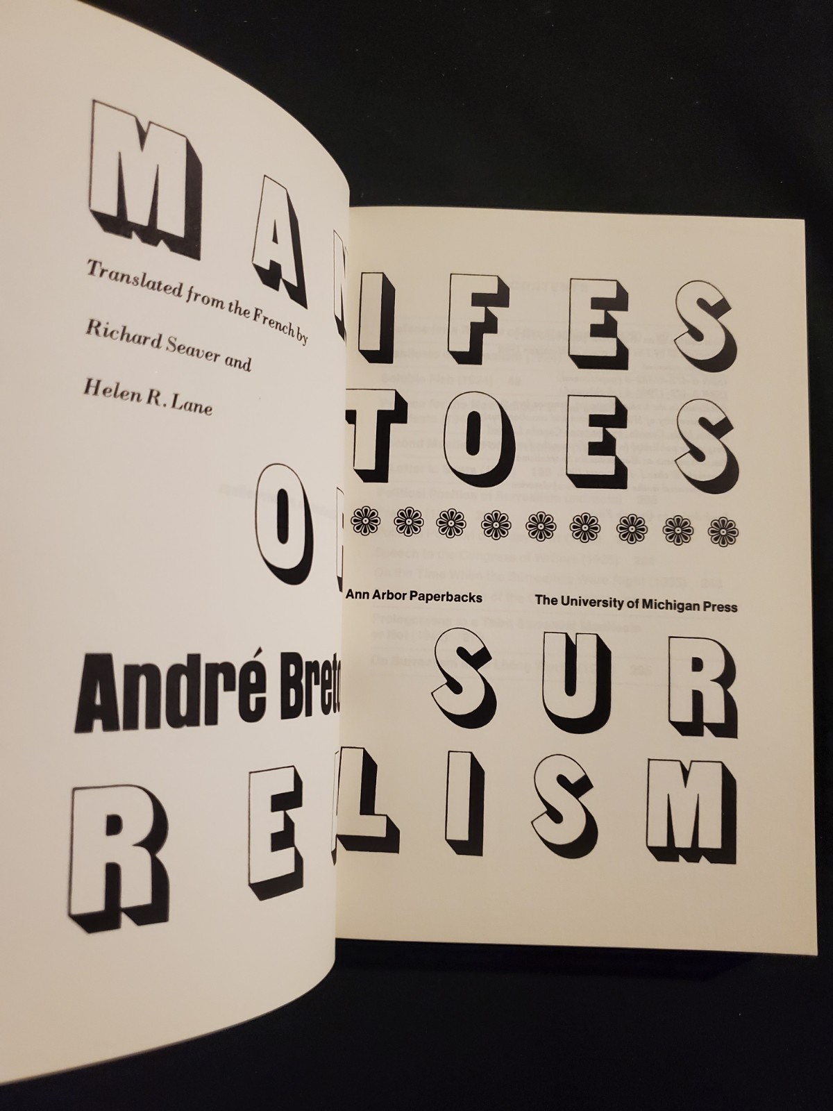 André Breton – Manifestoes of Surrealism 1972 Softcover Book
