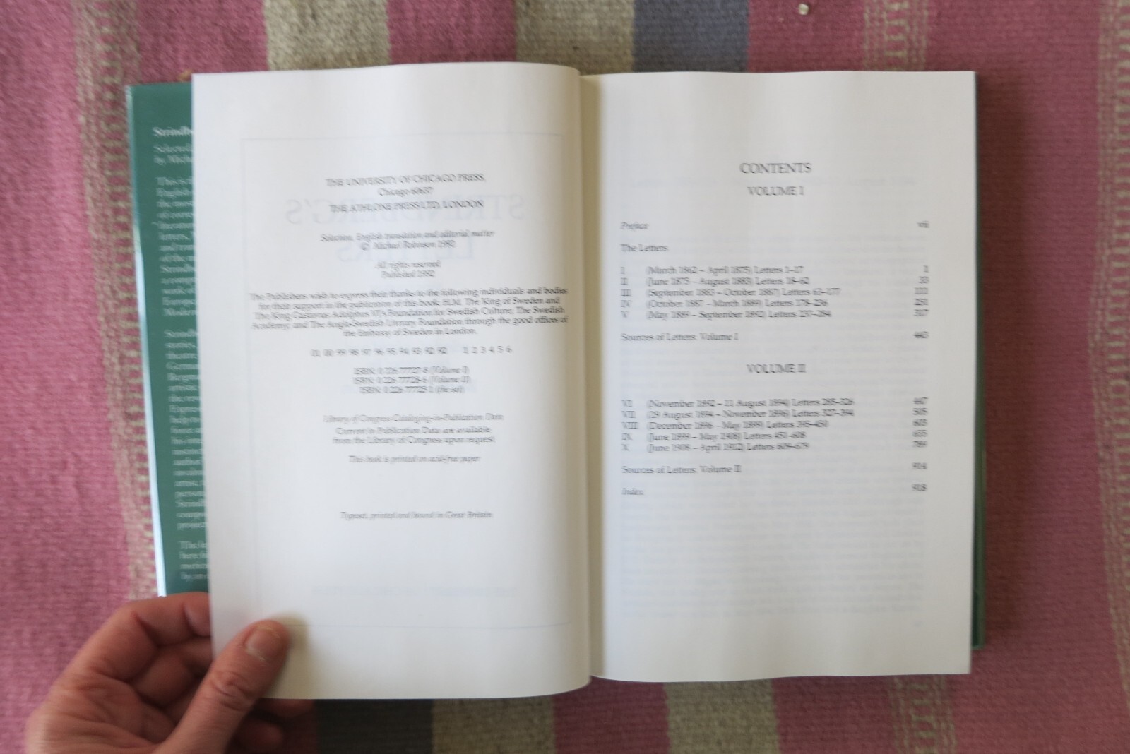 STRINDBERG’S LETTERS, VOLUME 2 : 1892-1912 By August Strindberg HC/DJ