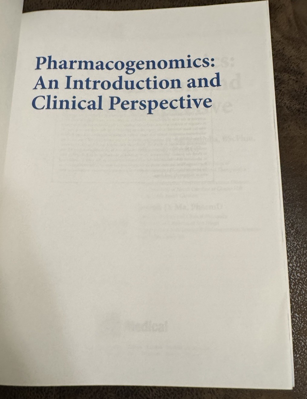 Pharmacogenomics: An Introduction & Clinical Perspective (2012) NEW 0071741690