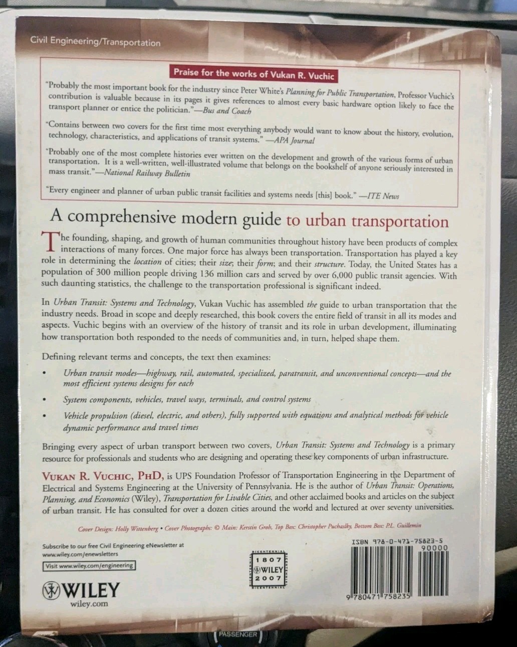 Urban Transit Systems and Technology by Vukan R. Vuchic (2007, Hardcover)