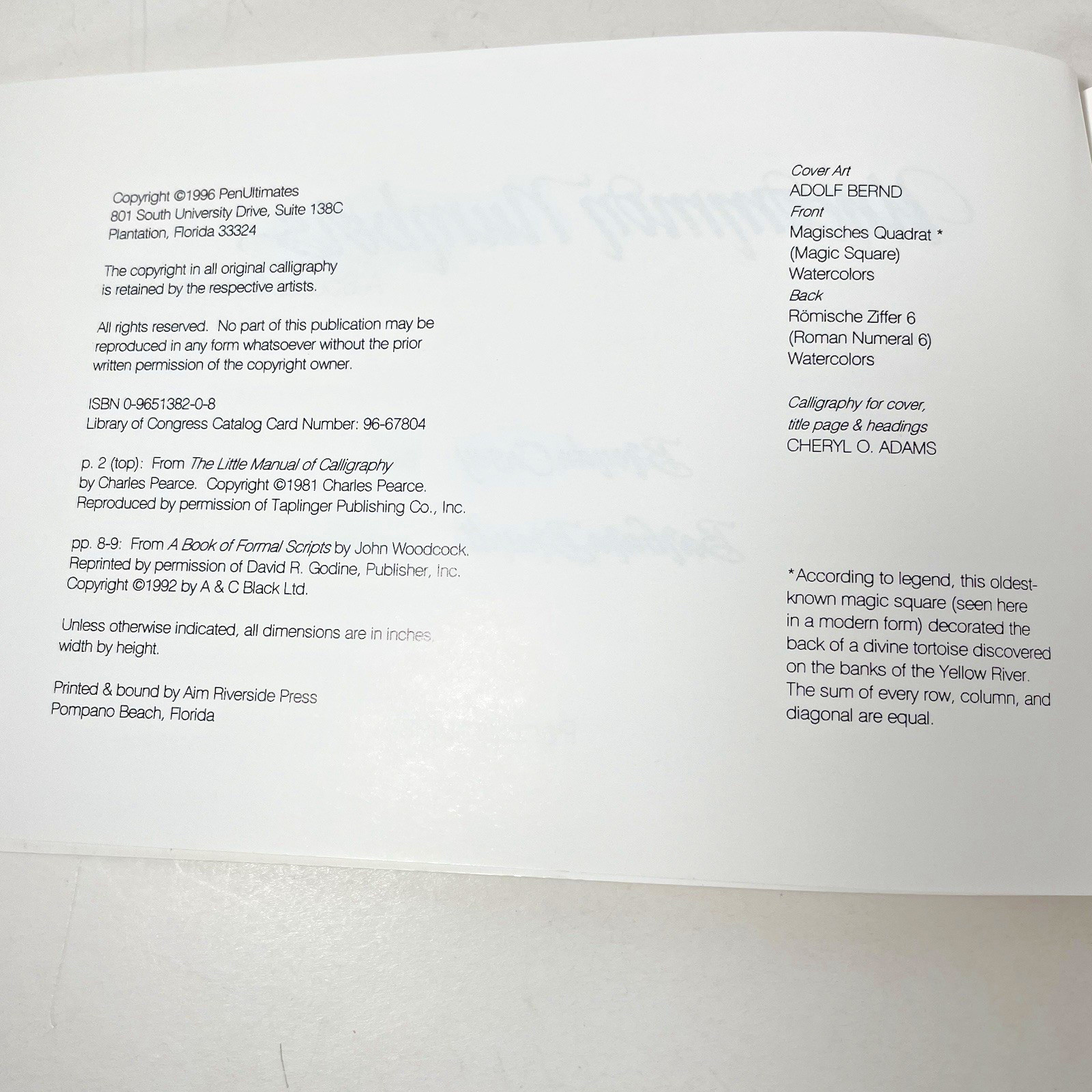 Uncommon Numbers: Source Book for Artists 1996 Calligraphy Brenda Casey 64 pgs