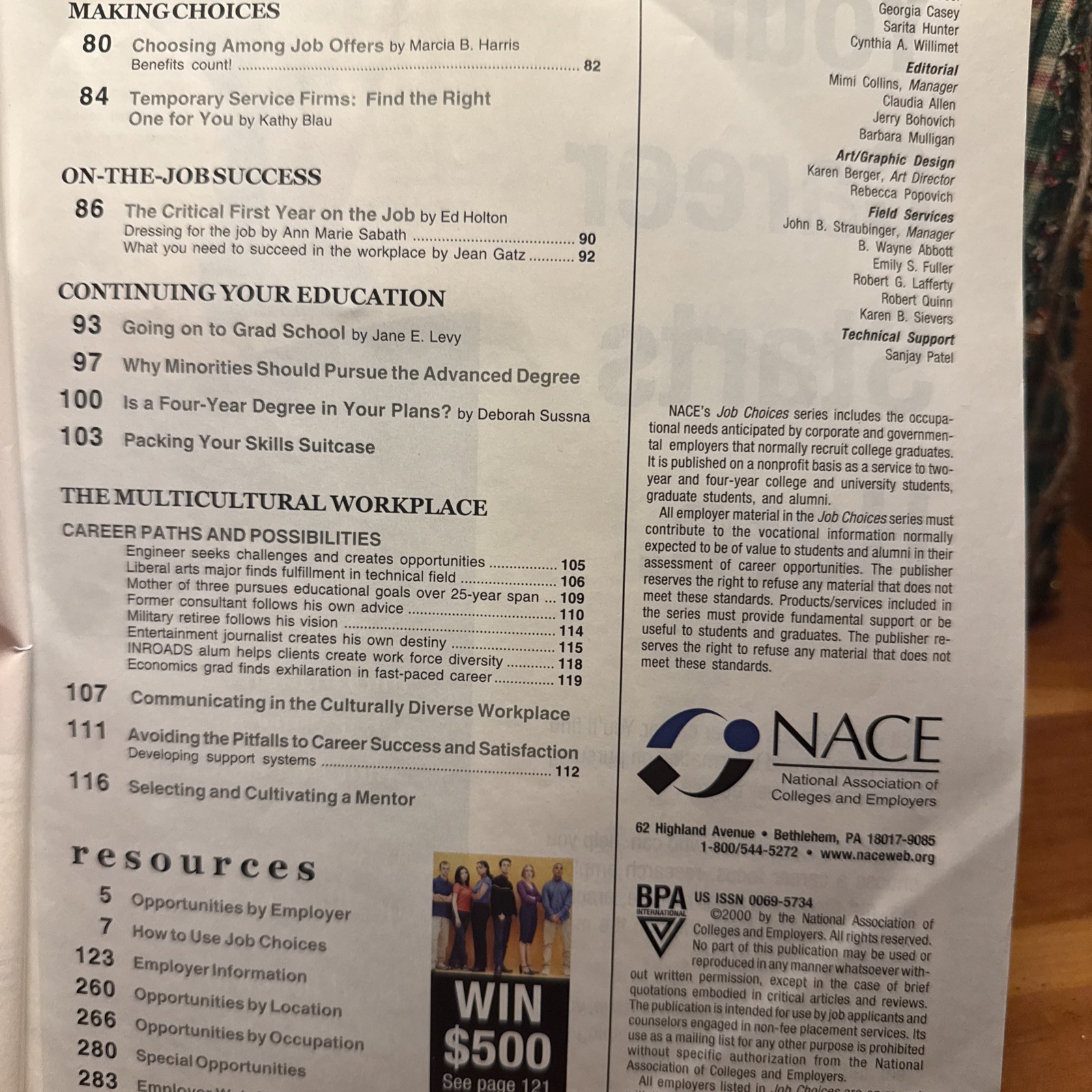 Job Choices Diversity Edition Magazine 2001 44th 288 Pages Careers