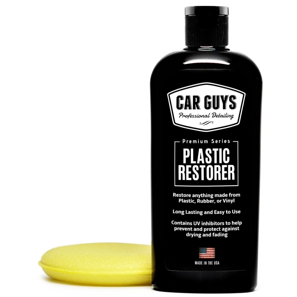 CAR GUYS Plastic Restorer | Bring Plastic, Rubber, 8oz w/ Applicator, Grey