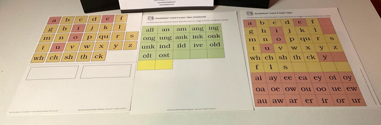 Wilson Fundations Students Mini-Packet Home Support Level 2 Letter Tiles Sealed