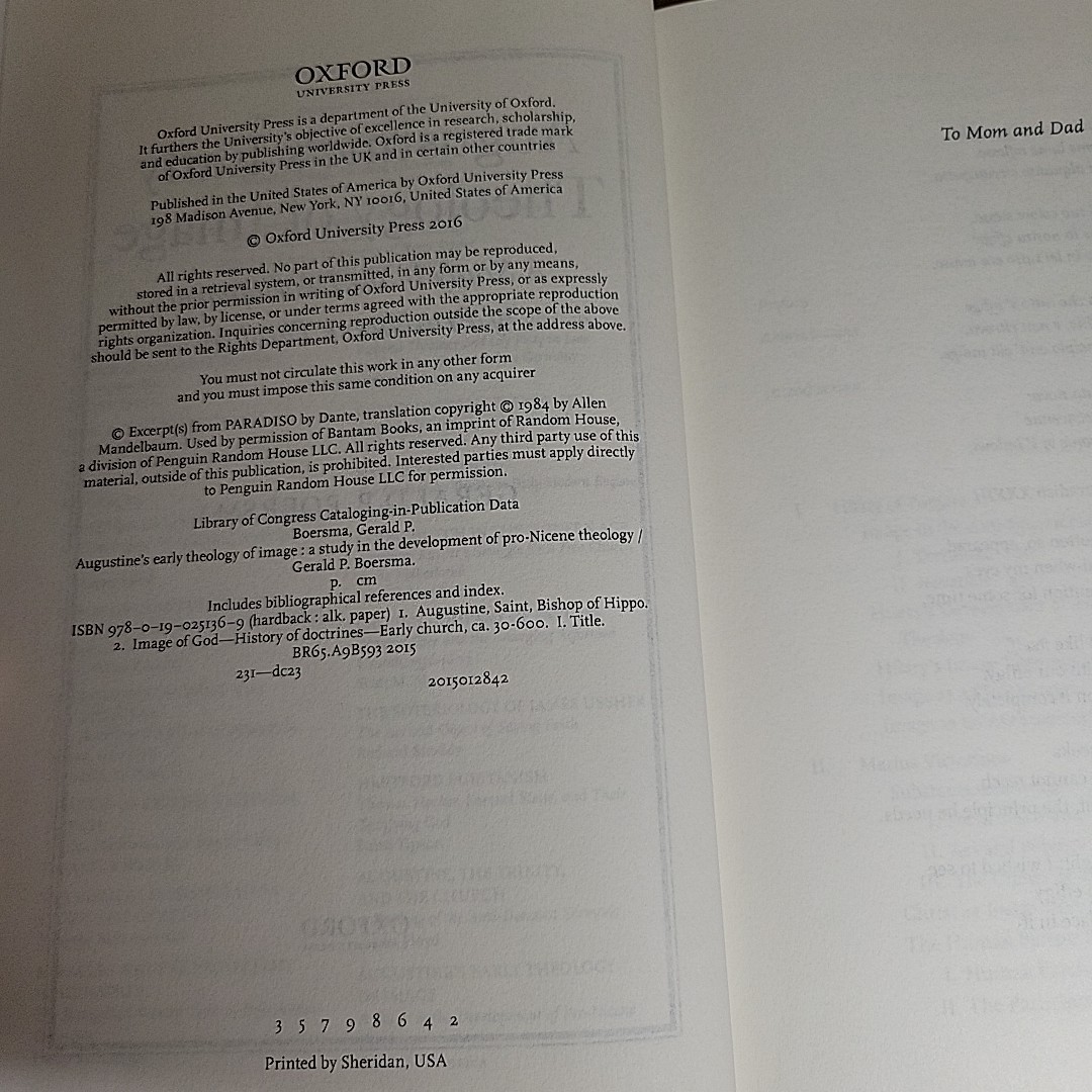 Augustine’s Early Theology of Image A Study In The Development P. Gerald Boersma