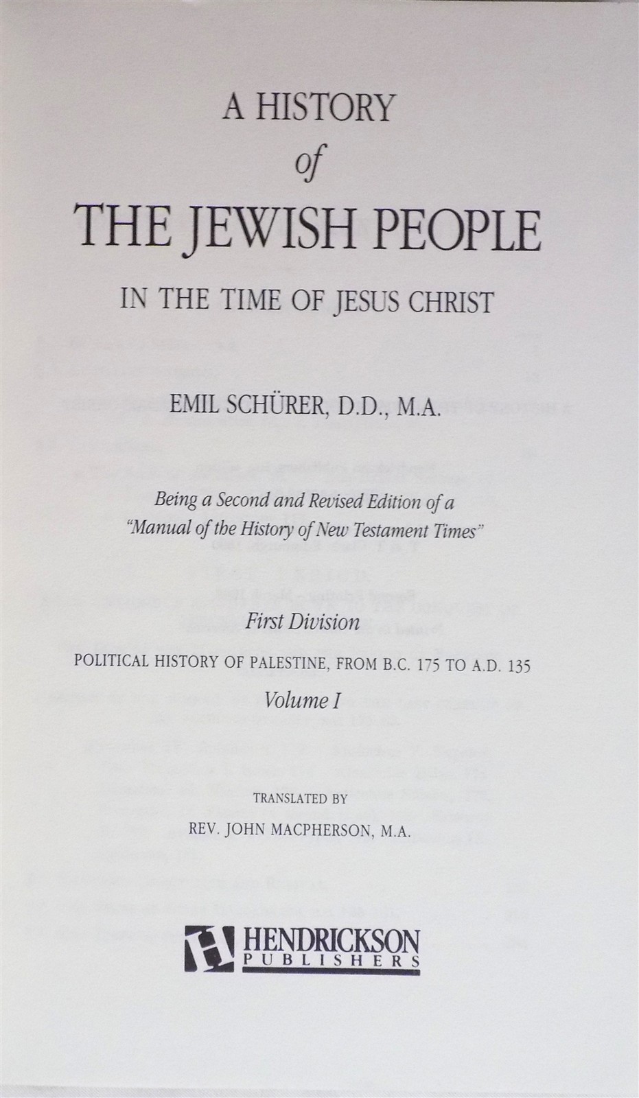 LOT OF 4 History of the Jewish People in the Time of Jesus Christ Emil Schürer