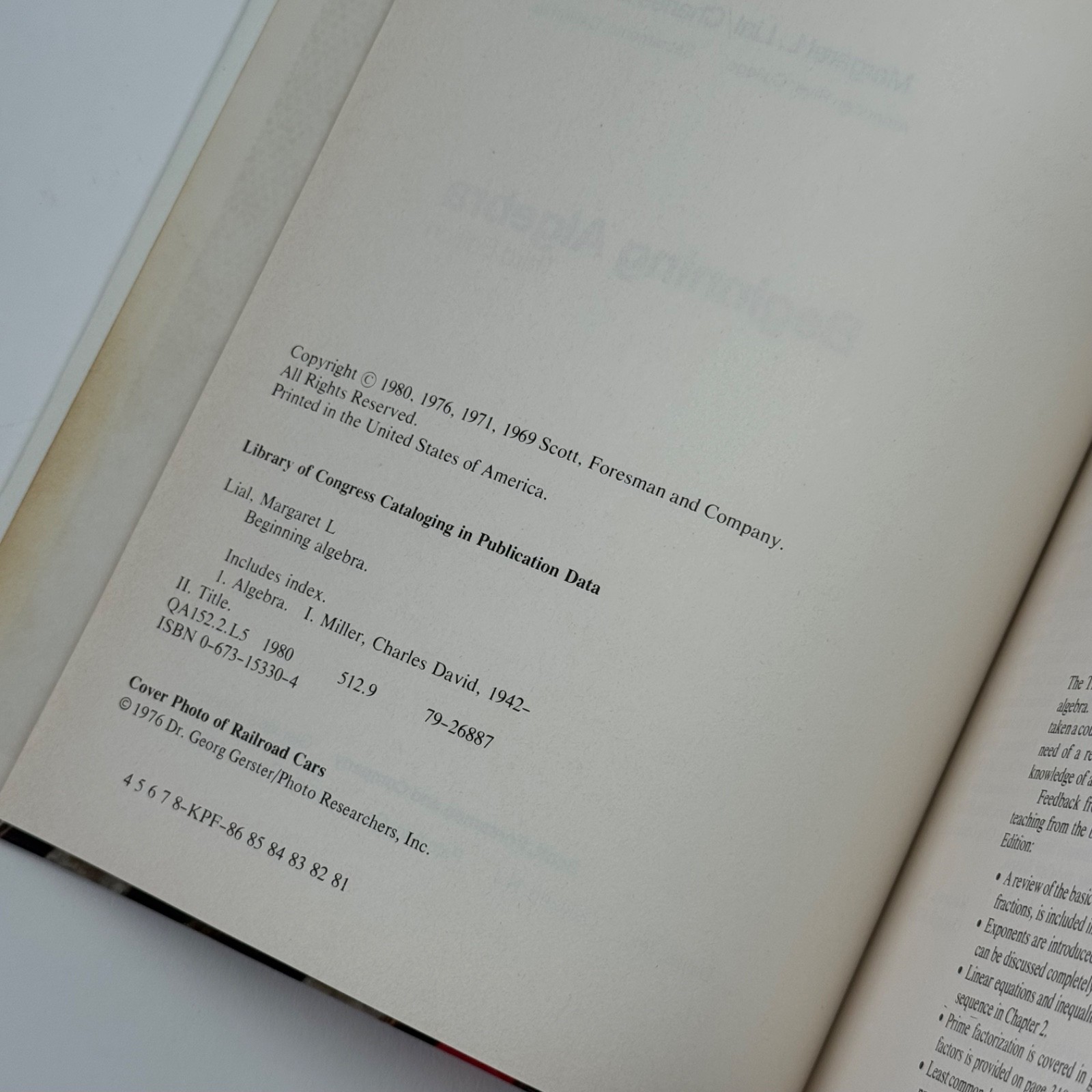 Beginning Algebra 3rd Edition by Margaret L. Lial & Charles D. Miller (1980)