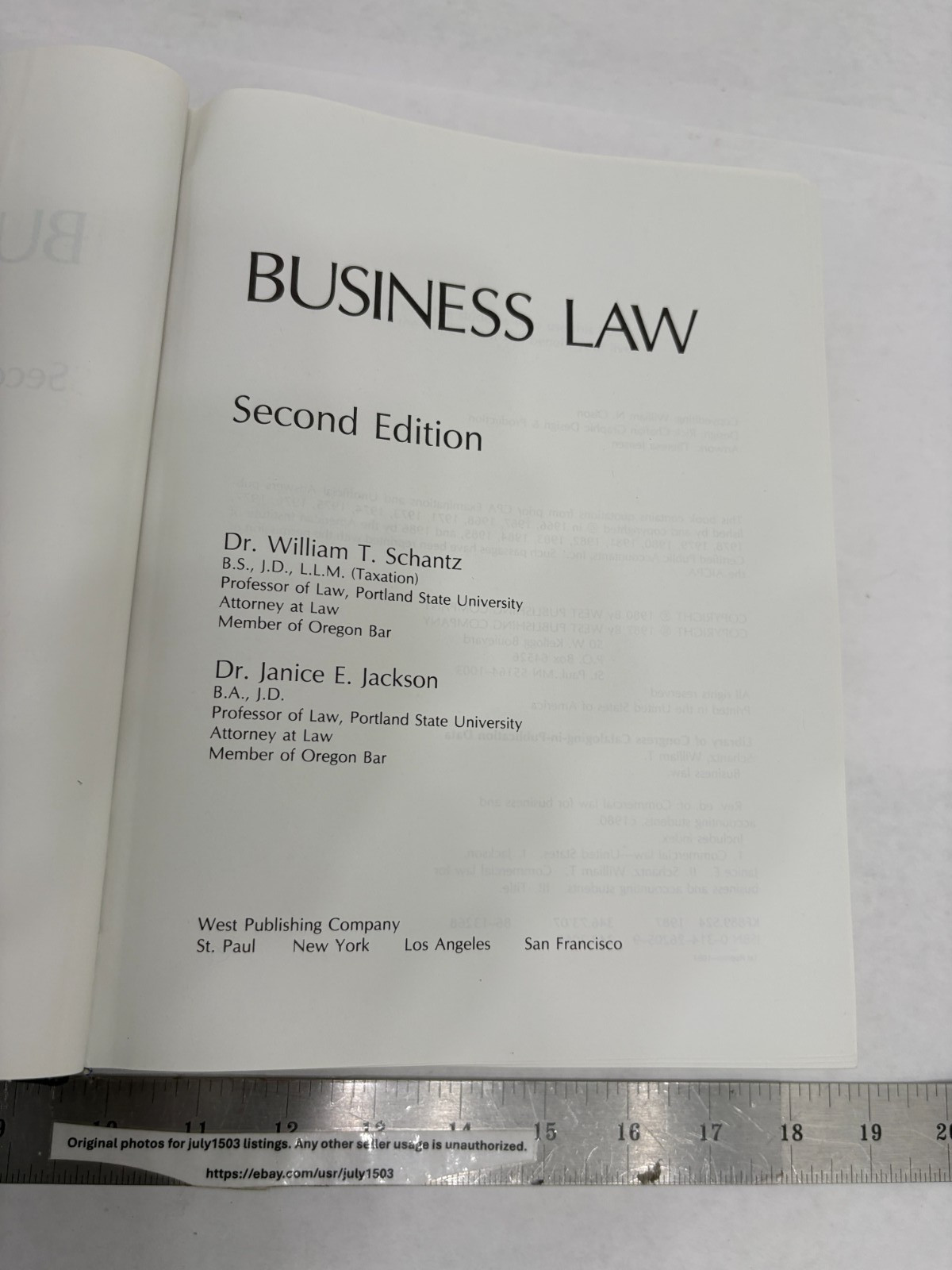 Business Law Second Edition – William T. Schantz, Janice E. Jackson – West 1987