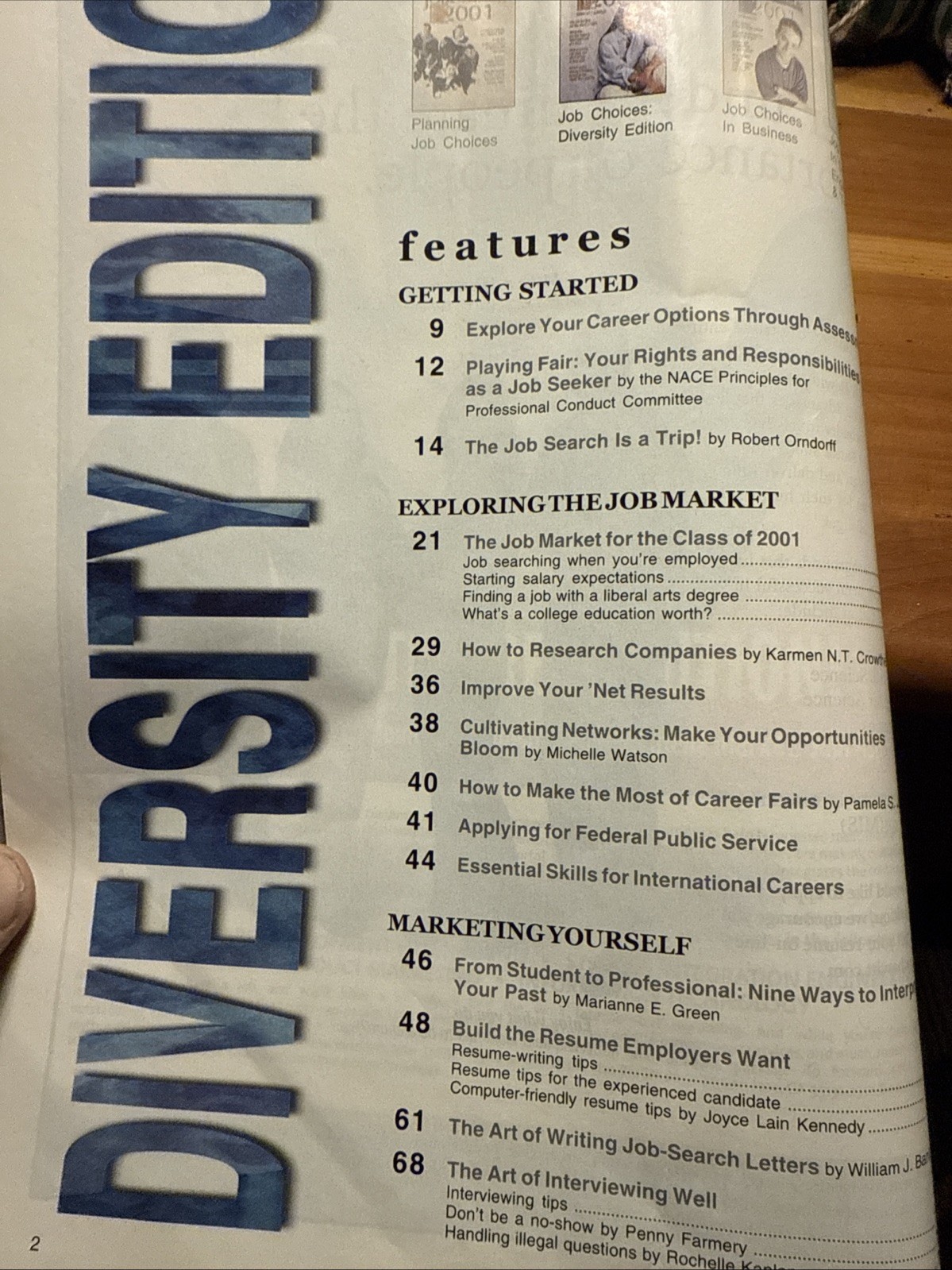 Job Choices Diversity Edition Magazine 2001 44th 288 Pages Careers