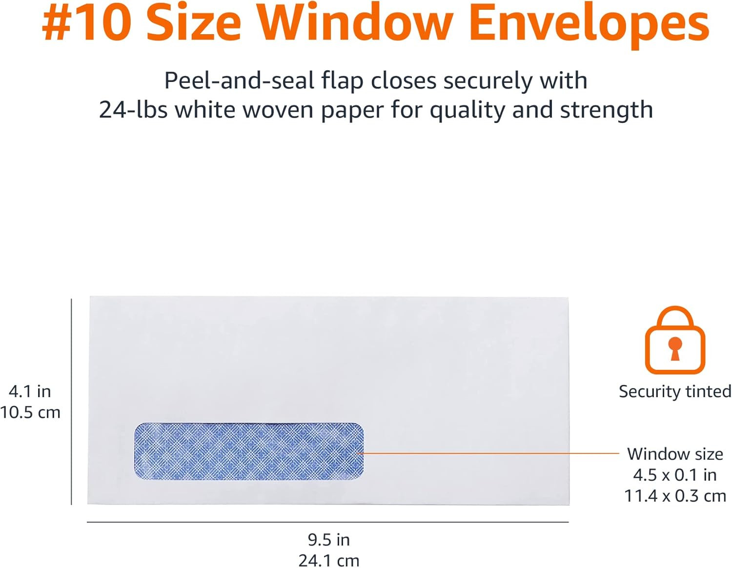 #10 Security-Tinted Self-Seal Business Envelopes with Left Window, Peel & Seal C