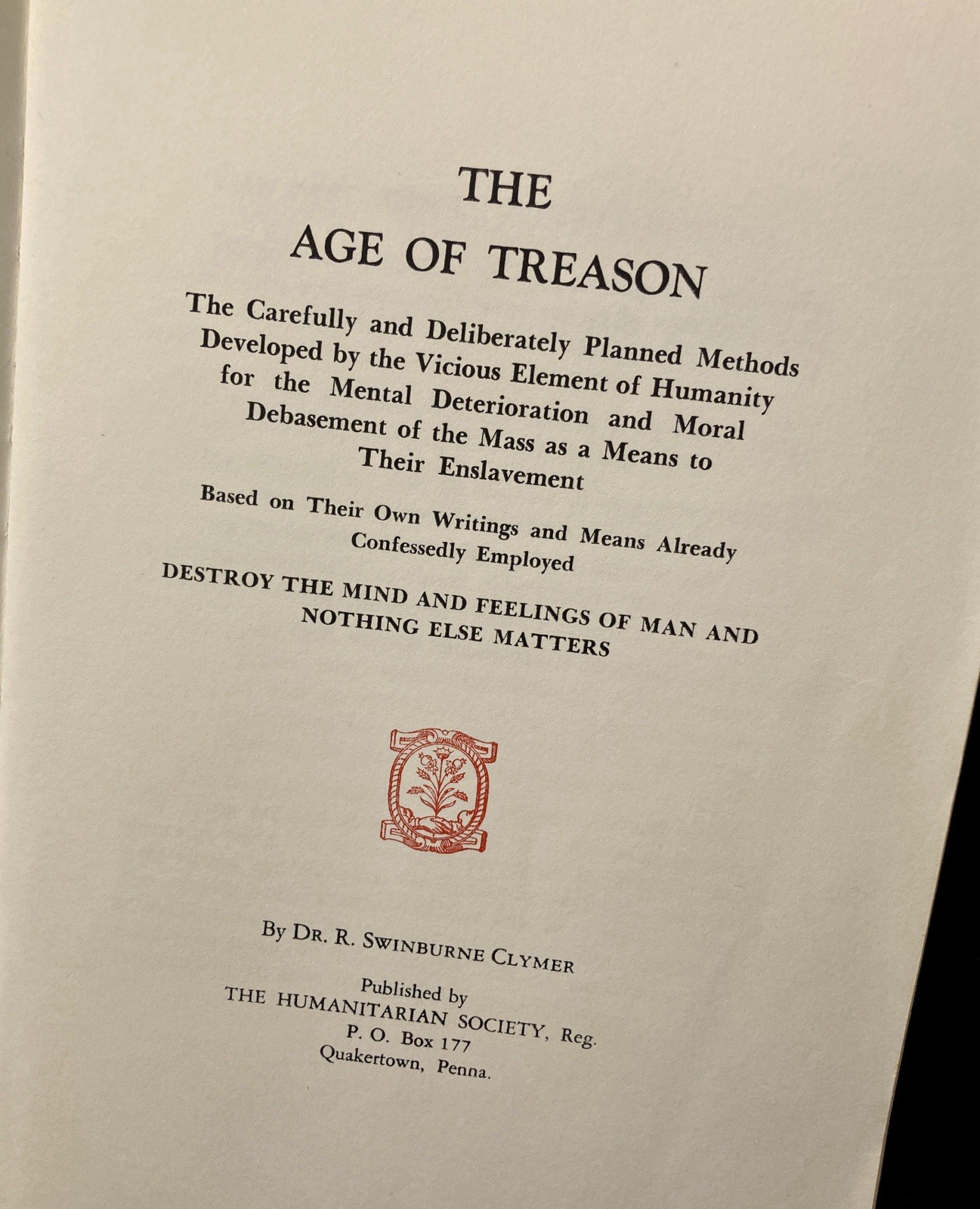 Four Horsemen of the Apocalypse 1957 PB “Age of Treason” Dr. R.S.Clymer – Occult