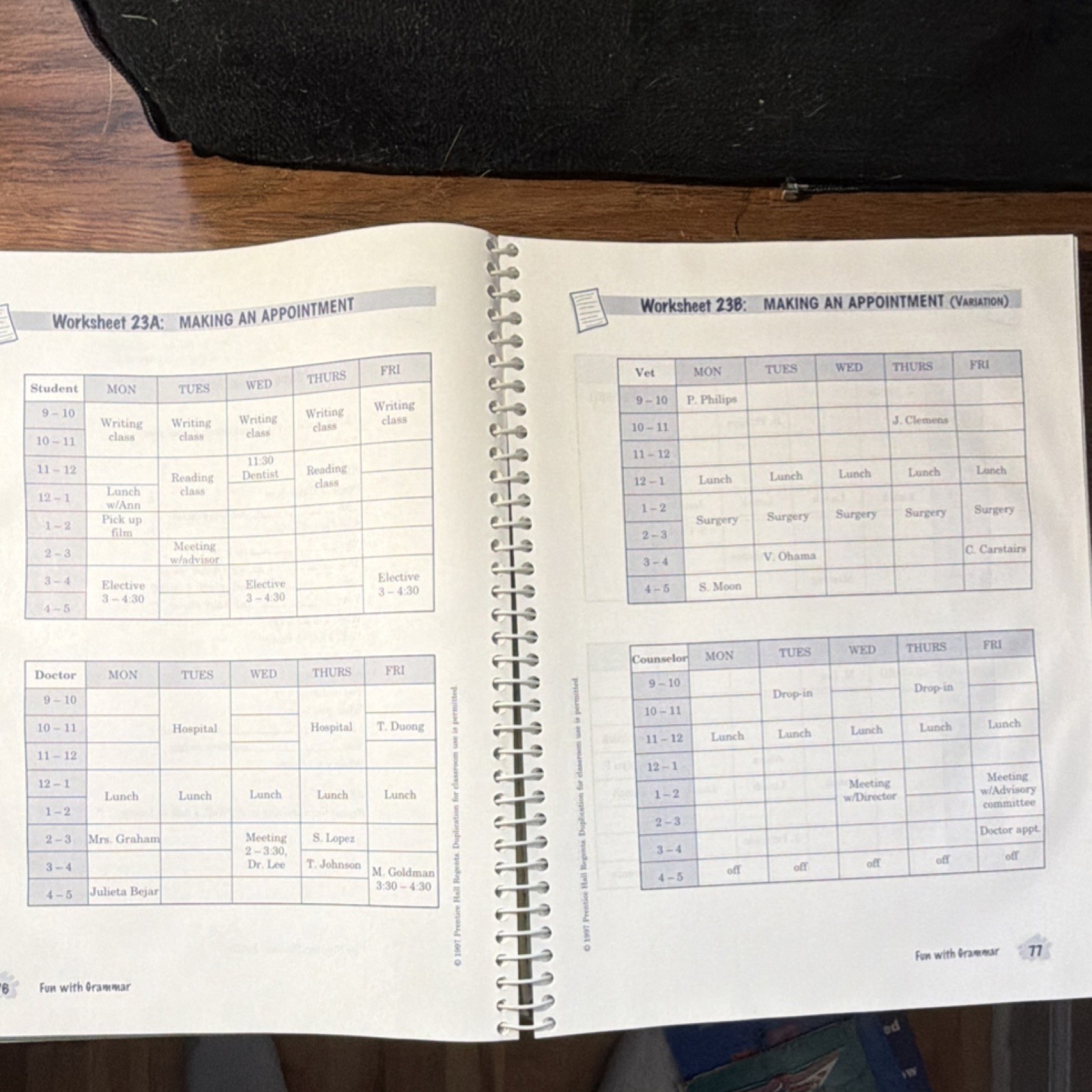 Prentice Hall Fun with Grammar Azar Series Spiral Bound Book by Woodward