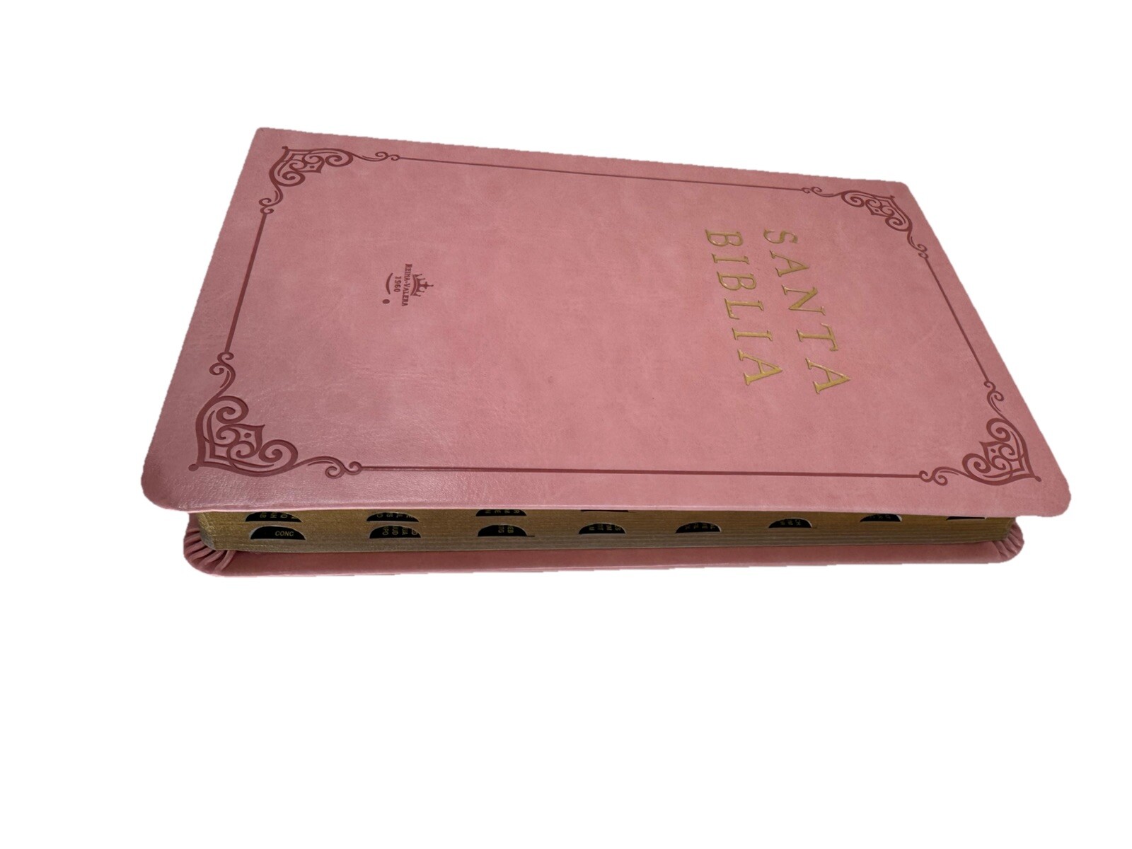 Biblia RVR 1960 letra grande tamao manual, ultradfina Piel rosada con ndice