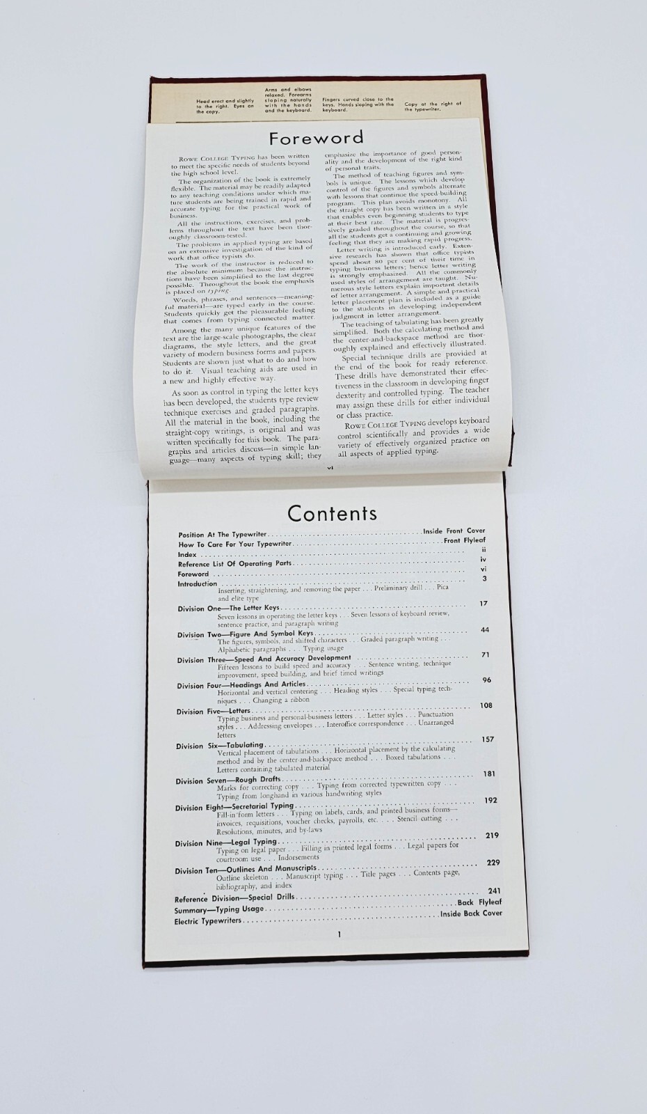 Rowe College Typing 1st Edition Hardcover Textbook Typewriter Instruction Excel