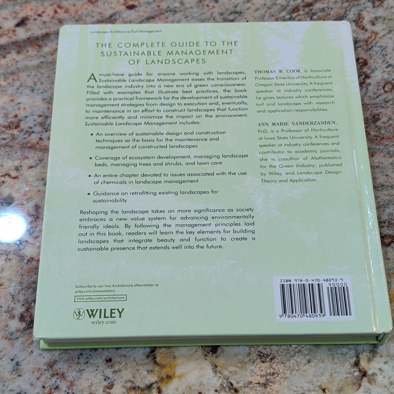 John Wiley & Sons Sustainable Landscape Management Hardcover Cook & VanDerZanden