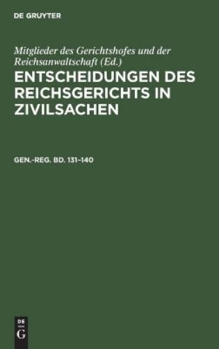 Generalregister Zu Band 131 Bis 140 (Hardback)